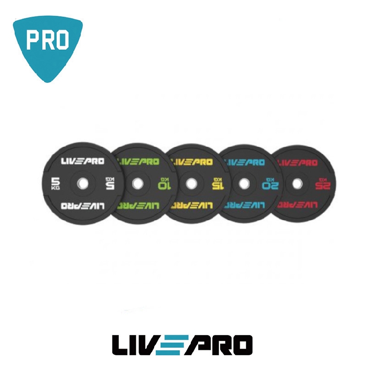 Olimpijski uteg bumper 10kg 50mm LivePRO crno-zeleni